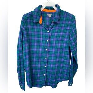Aerie Oversized Soft Flannel Shirt Womens XS Aruba Button Up Shirttail Hem Comfy